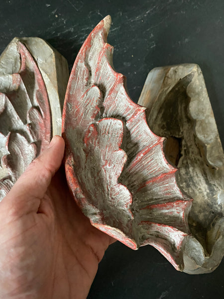 Rare Set Antique 19th Century Architectural Pattern Moulds Of A Gargoyle And Wings - Source Vintage