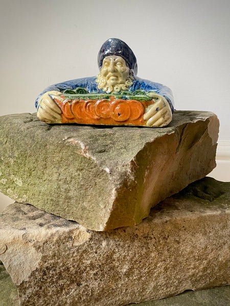 Antique 19th Century Ceramic Tip Tray In The Form Of A Fisherman