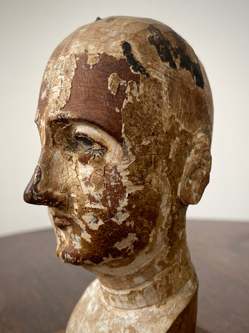 Antique 18th Century Santos Head On Later Stand