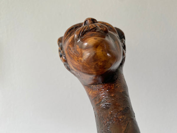 Rare Antique Early 20th Century Folk Art Hand Carved Figural Walking Stick In The Form Of Lloyd George