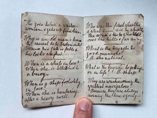 Rare Antique 19th Century Miniature Handwritten Riddles Book Dated 1869