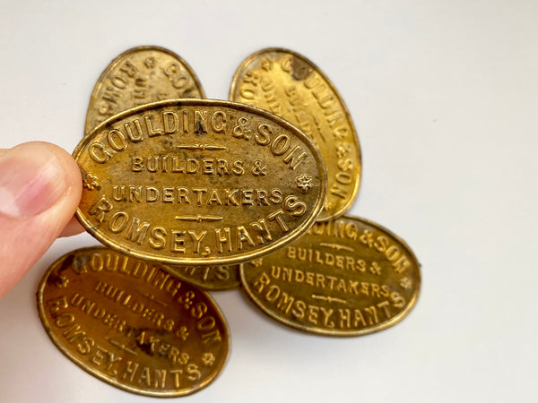 Antique Edwardian Gilt Metal Coffin Plaques Goulding & Son Builders & Undertakers