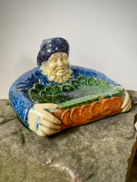 Antique 19th Century Ceramic Tip Tray In The Form Of A Fisherman