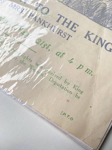 Rare Antique Original 1914 Suffragette Double Sided Flyer – Emmeline Pankhurst’s Deputation to Buckingham Palace