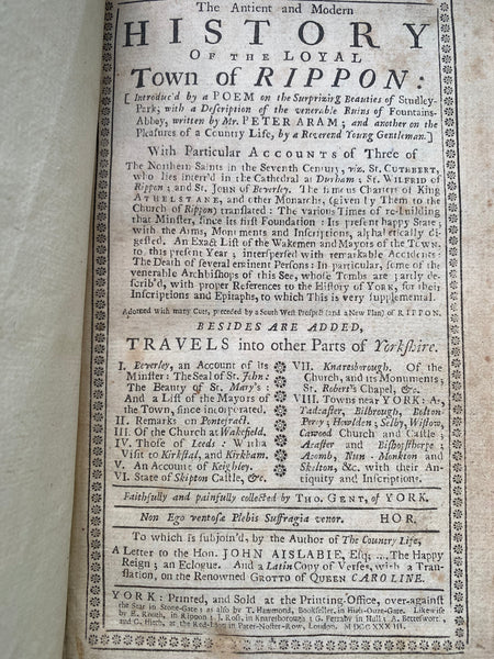 Rare Pairing Of 18th Century Portrait Of Thomas Gent (1693–1778) & Original Copy Of Of His Book, ‘The History of Rippon (1777)’