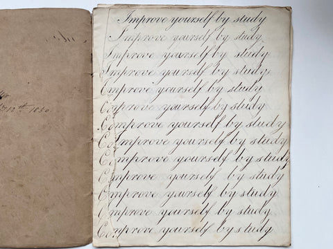 Collection Of Antique Penmanship Calligraphy Practice Quotes By Charles Salter Dated 1850