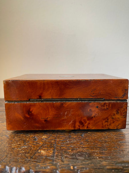 Antique Late Georgian - Early Victorian Walnut Veneer Musical Box Plays English National Anthem, Rule Britannia & 1 Other