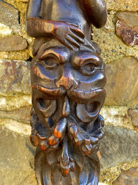 Antique 17th Century Carved Oak Caryatid With Beastie