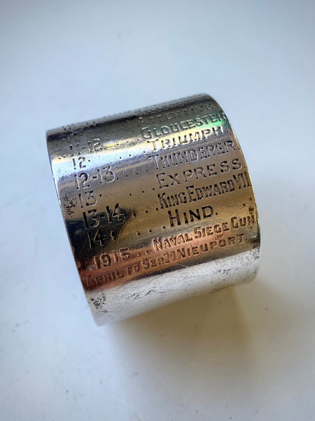 Rare World War 1 Sterling Silver Commemorative Napkin Ring For Lieutenant Noel Henry Cragg With All Postings Mentioned In Despatches