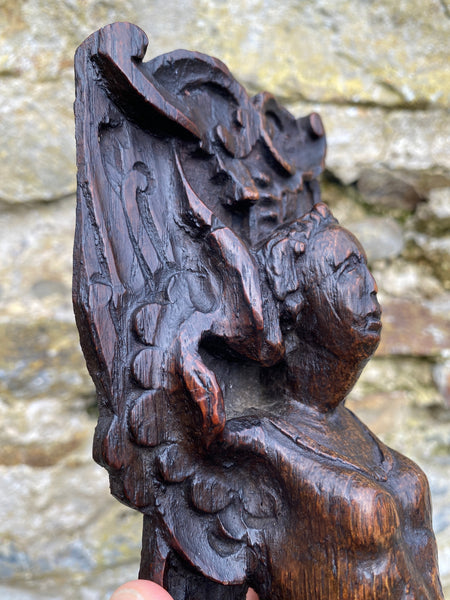 Stunning 17th-18th Century Carved Oak Figural Caryatid