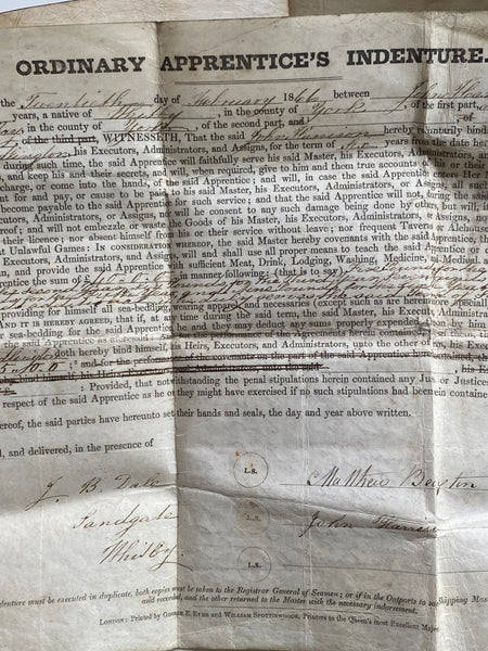 Antique 19th Century Seaman’s Pouch + Period Documents John Harrison, Whitby & Robin Hoods Bay Interest