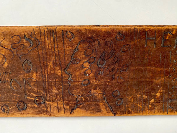 Unusual Folk Art Doodle Board Fragment Unknown Origin With Name ‘Herbet Herbert’ - Source Vintage