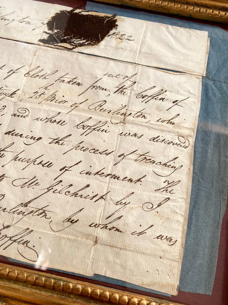 Remarkable Fragment Of 15th C. Burial Cloth Exhumed During Trenching in 1821 With Provenance - Source Vintage