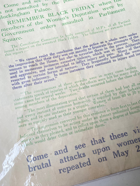 Rare Antique Original 1914 Suffragette Double Sided Flyer – Emmeline Pankhurst’s Deputation to Buckingham Palace