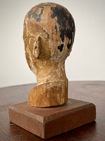 Antique 18th Century Santos Head On Later Stand