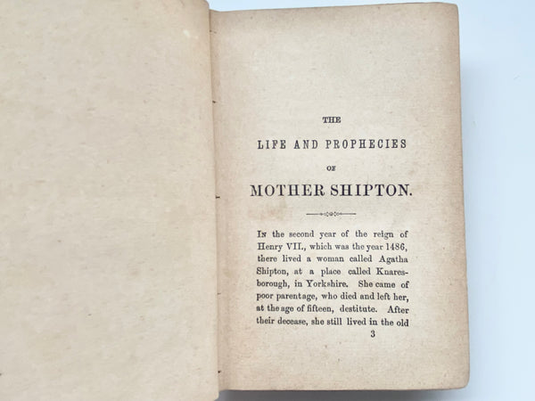 Scarce Antique Prophecies Of Mother Shipton, Robert Nixon & Martha The Gipsy Book 1866 - Source Vintage