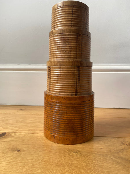 Antique Victorian Puzzle Tower Stacking Toy Box c.1880