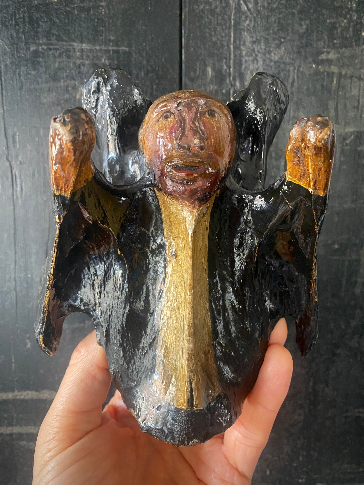 Antique 19th Century Folk Art Vertebrae Depicting The Methodist Preacher John Wesley