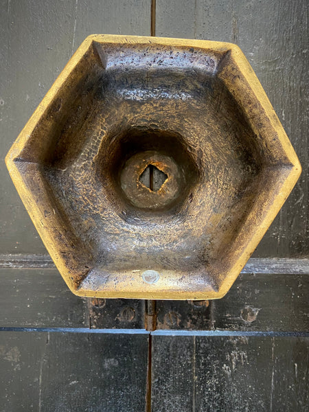 Curious Heavy Base From A 17th Century Brass Candlestick Or Altar Piece Dated 1650 & Initialled