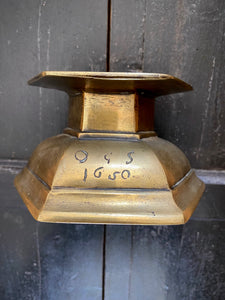 Curious Heavy Base From A 17th Century Brass Candlestick Or Altar Piece Dated 1650 & Initialled