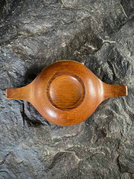 Curious 19th C. Treen Quaich & Period Label Stating From Roof Of Cardinal Beaton’s House, Cowgate, Edinburgh