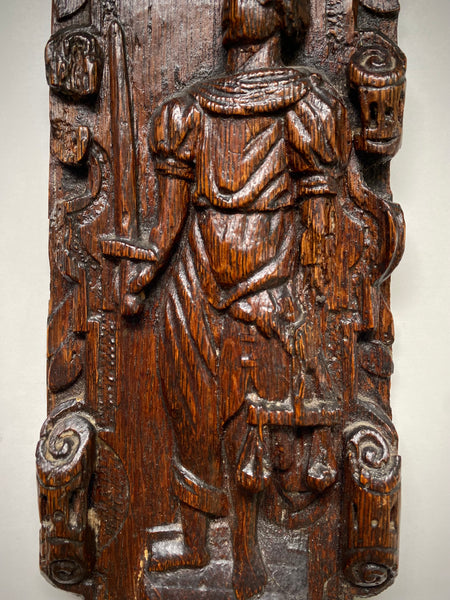 Rare Antique 16th Century Oak Carving Of Justice Dated 1581