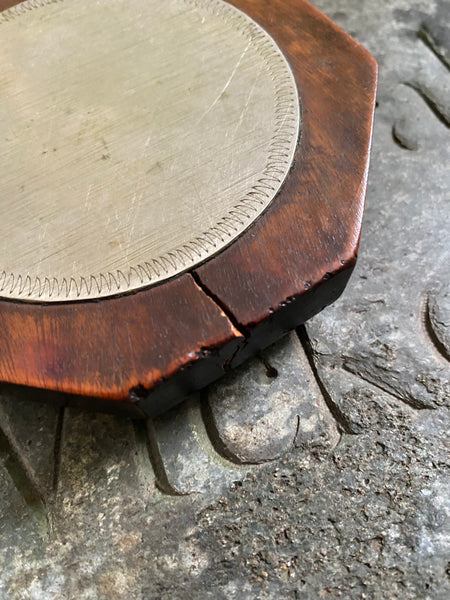 Exceptional Antique Early 19th Century Treen & Brass Folk Art Snuff Box Named ‘Martha Shields’