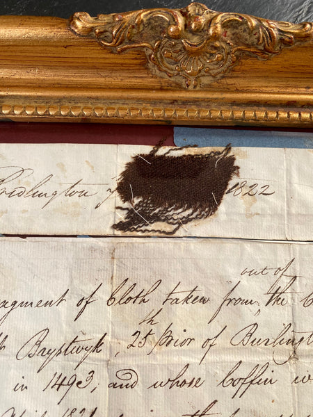 Remarkable Fragment Of 15th C. Burial Cloth Exhumed During Trenching in 1821 With Provenance - Source Vintage