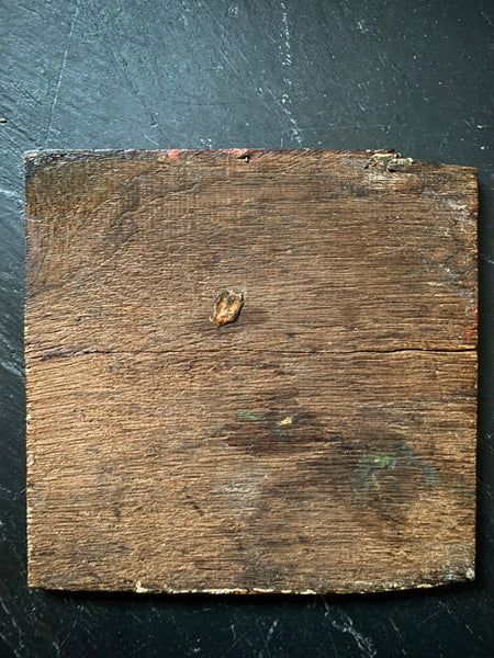 Curious Antique 18th - Early 19th Century Folk Art Painting On Board Of A Medieval Beast