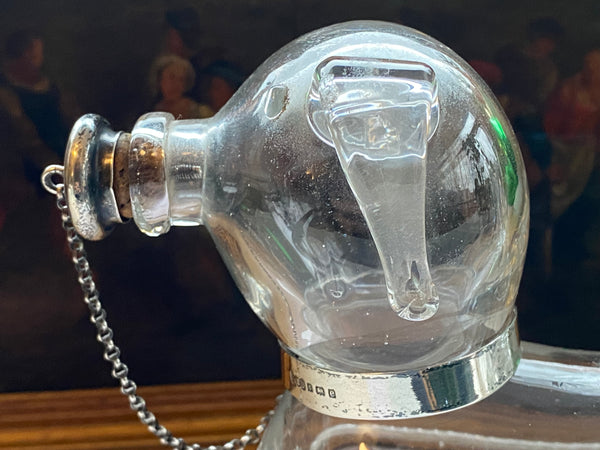 Rare Antique Novelty Glass & Silver Decanter In The Form Of A Dog Birmingham 1904 A/F