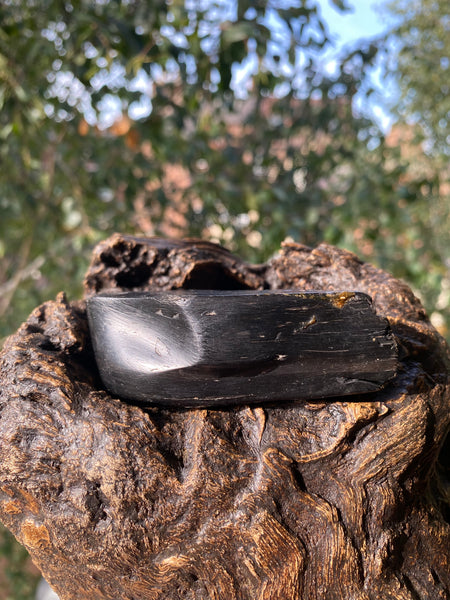 A Curious Whitby Jet Or Cannel Coal Object With A Mysterious Ritualistic Mark On The Back - Source Vintage