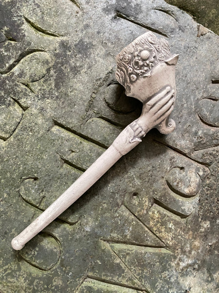 Exceptional Antique 19th Century Novelty Clay Pipe With Hand & Cornucopia
