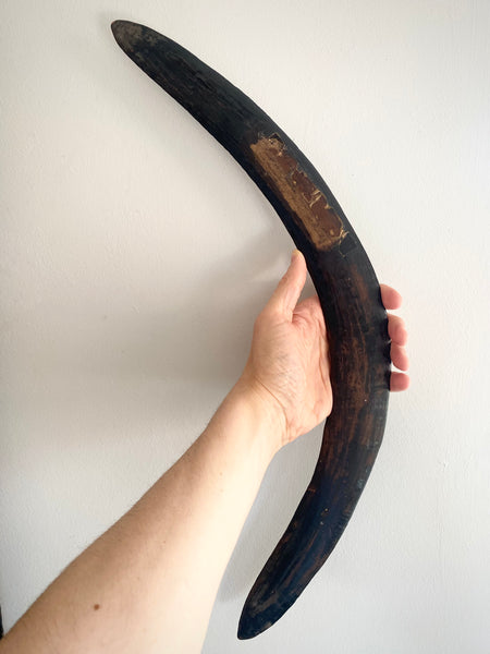 Intriguing Antique 19th Century Boomerang With Period Handwritten Label