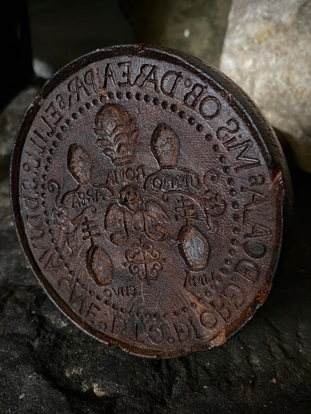 Rare Large Antique Late 17th - Early 18th Century Carved Walnut Ecclesiastical Stamp - Source Vintage