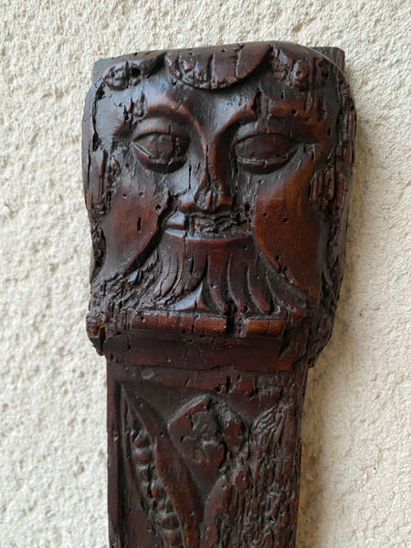 Antique 17th Century Carved Panel Depicting The ‘Green Man’