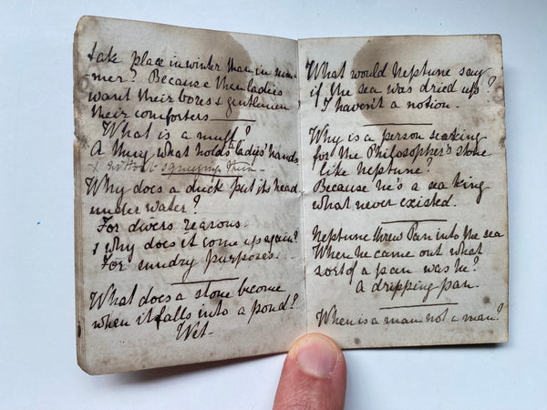 Rare Antique 19th Century Miniature Handwritten Riddles Book Dated 1869