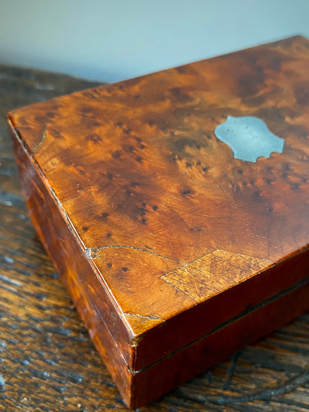 Antique Late Georgian - Early Victorian Walnut Veneer Musical Box Plays English National Anthem, Rule Britannia & 1 Other