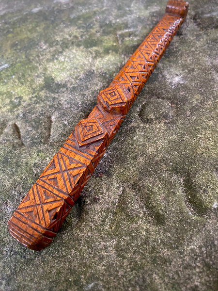 Handsome Antique Carved Treen Knitting Sheath c.1800