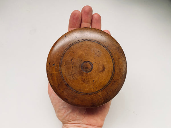 Antique Victorian Treen Campaign Travel Shaving Pot Complete With Ceramic Liner & Mirror