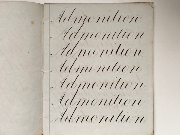 Collection Of Antique Penmanship Calligraphy Practice By Charles Salter Dated 1854