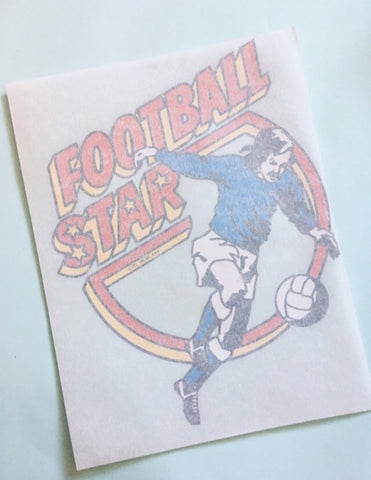 Vintage Unused 1980’s T Shirt Heat Transfer Football Star Retro Iron On