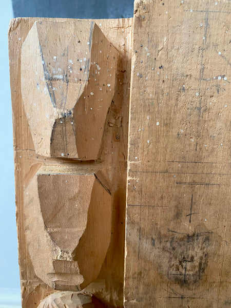 Vintage Woodcarving Practice Piece Or Study Block For Learning Facial Sculpting