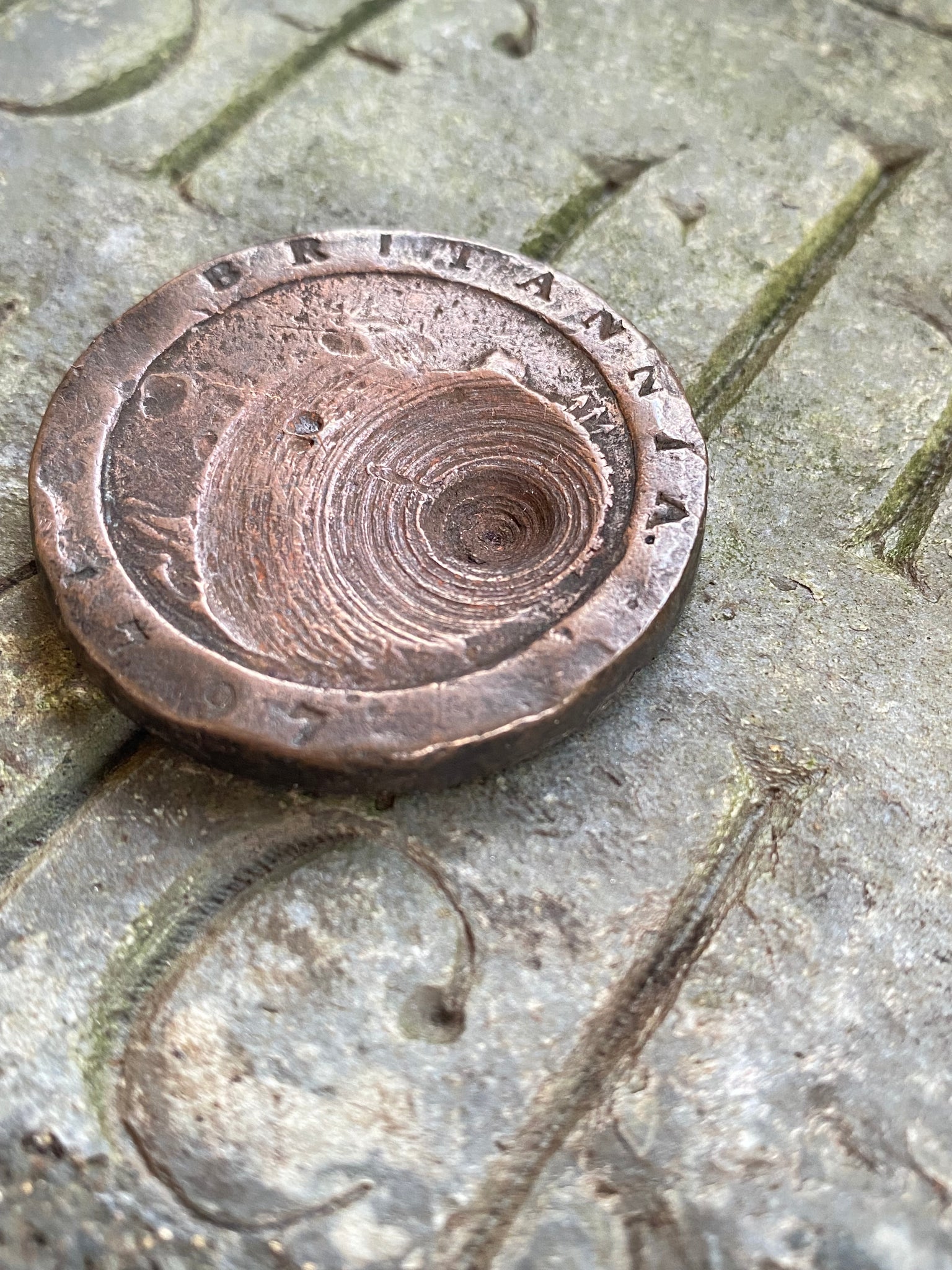 Antique 18th Century Georgian Cartwheel Penny With Curious Indentation Bullet Hole…?