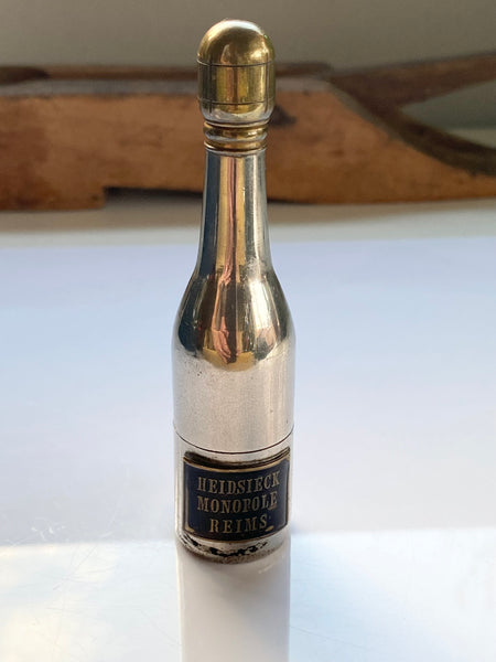 Antique 19th Century Novelty Writing Set In The Form Of A Champagne Bottle Heidsieck Monopole Champagne