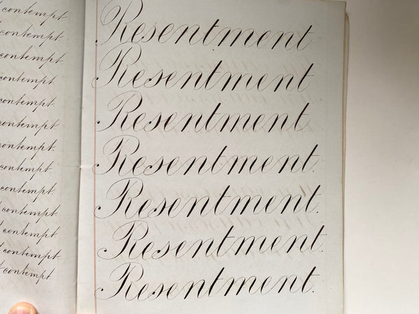 Collection Of Antique Penmanship Calligraphy Practice By Charles Salter Dated 1854