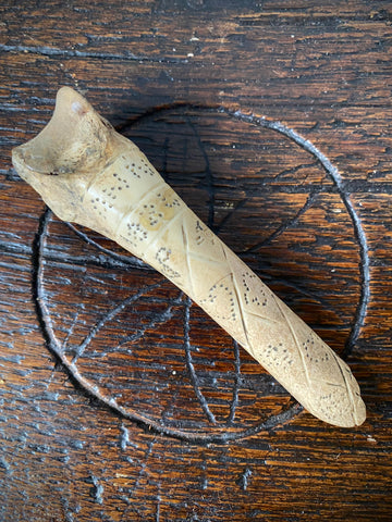 Antique Early 19th Century Named & Dated 1824 Folk Art Bone Apple Corer Love Token