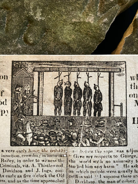 Rare Antique 19th Century Execution Broadside For The Execution Of Arthur Thistlewood and the Cato Street conspirators 1820