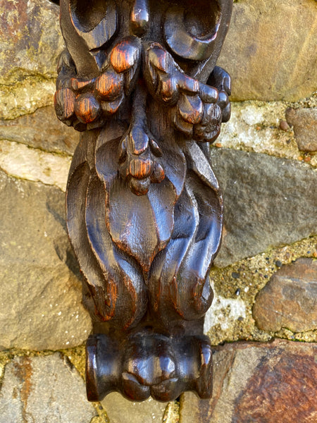 Antique 17th Century Carved Oak Caryatid With Beastie