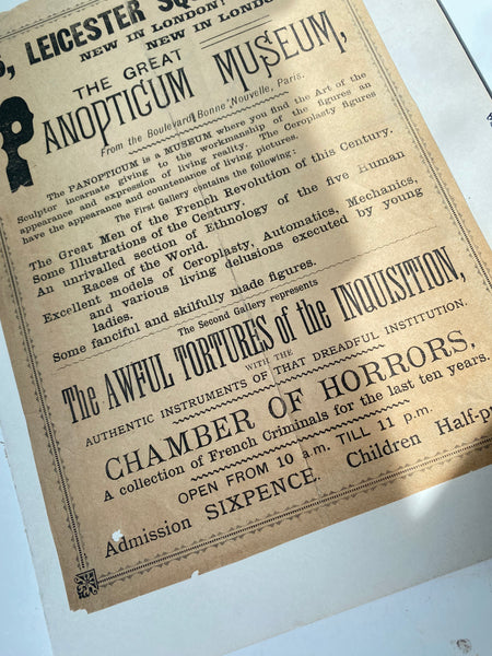 Rare Antique 19th Century Victorian Advertisement For The Great Panopticum Museum Of Curiosities & The Macabre