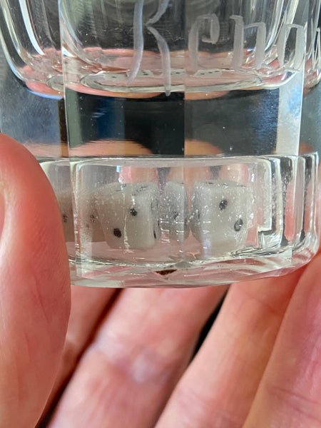 Antique 19th Century Gaming Gambling Glass Engraved With ‘Success To The Renown’ & An Image Of A Schooner Ship